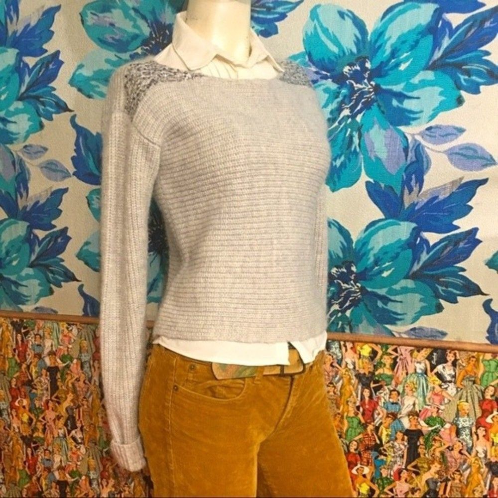 Armani Exchange Wool Blend Ribbed Sequined Scoop Neck Sweater XS